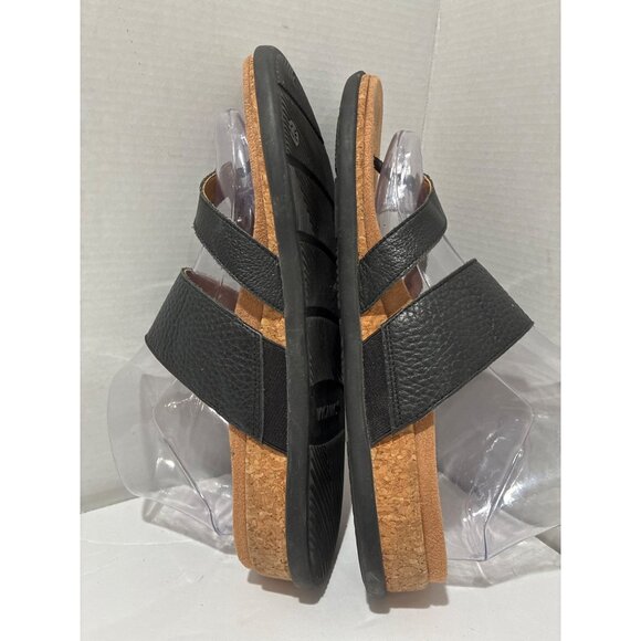 Vionic Womesn Marvina slide sandal with black leather straps and a cork sole sz - Picture 3 of 6